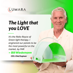 Lumara Illuminate Green V1 panel with carrying case, goggles, power supply and adjustable strap