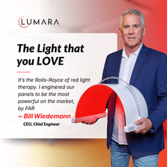 Lumara chief engineer holding the Illuminate Red V2 panel