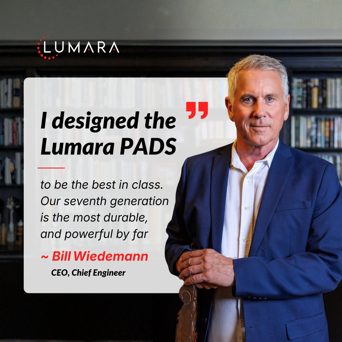 Lumara chief engineer holding the flexible Lumara Pad