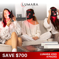 Four pack of Lumara VISO red light therapy face masks