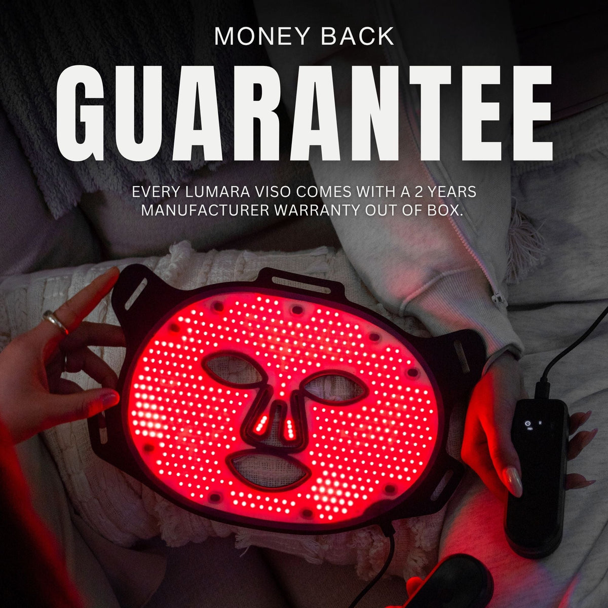 Lumara VISO mask and controller with money back guarantee message
