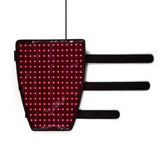 Nicebeam Leg Wrap Pro illuminated with red LEDs, controller cable and three adjustable straps
