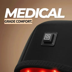 Close-up of the power button on the Nicebeam Red Light Therapy Hat
