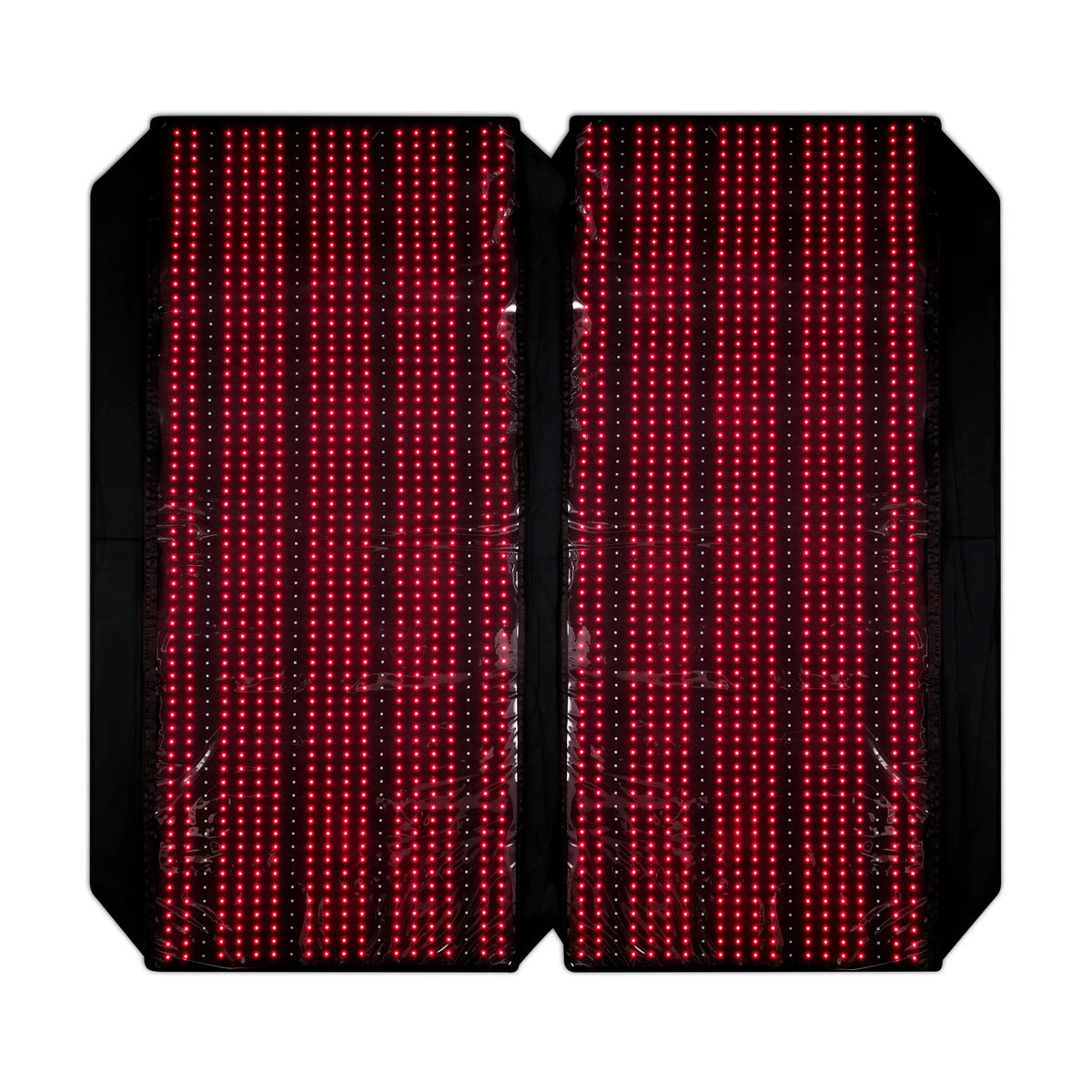 Nicebeam full body red light therapy bag open flat with illuminated LEDs