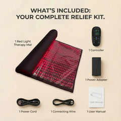 Nicebeam red light therapy mat with controller, power cord, adapter, connecting wire and user manual