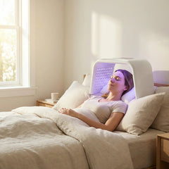 Nicebeam Time Machine positioned over the face during a purple light session