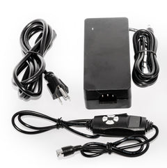 Power supply, cables and inline controllers included with the Red Light Pro Devices therapy hat